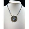 Image 2 : Vintage Cobalt Due Glass Silver Filigree Necklace Stunning On!