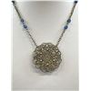 Image 3 : Vintage Cobalt Due Glass Silver Filigree Necklace Stunning On!