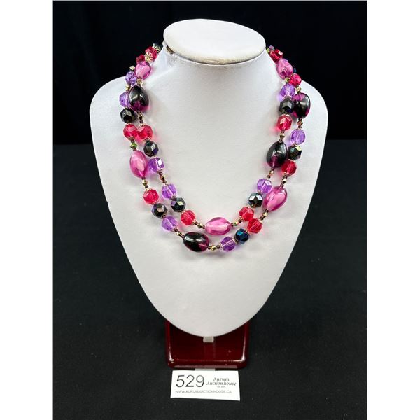 C.1960s Art Glass Crystal Necklace Signed Western Germany, Beauty!