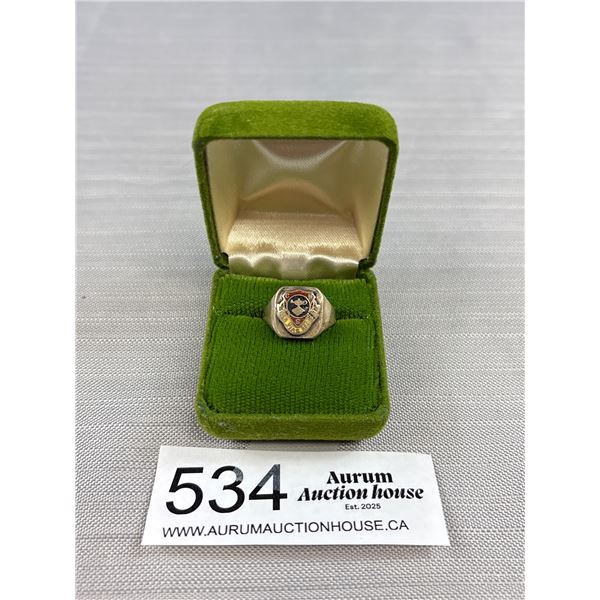 Antique Sterling Silver Enamel Mens Fraternity Ring Solid! C.1920s