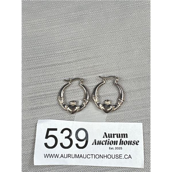 Vintage Large Hoop Sterling Silver Claddah Earrings Quality