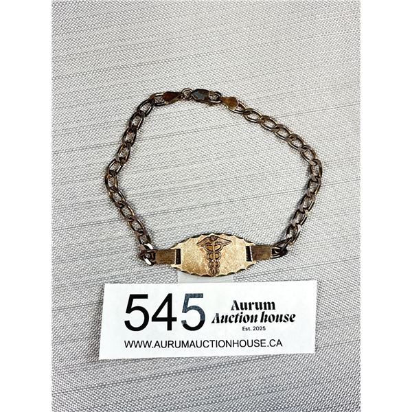 Genuine Antique Art Deco Sterling Silver Mens Medical Bracelet (Repaired Clasp) Old!