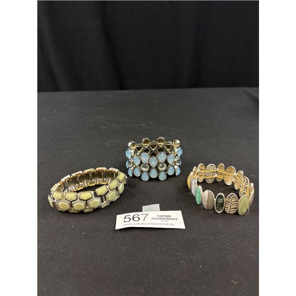 3 Misc Stones Stretch Bracelets