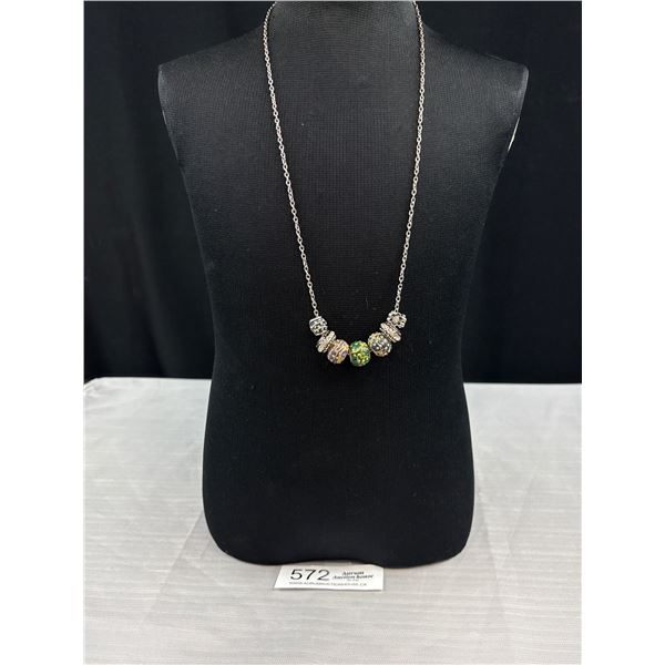 Silver w/ Rhinestones Beads Necklace