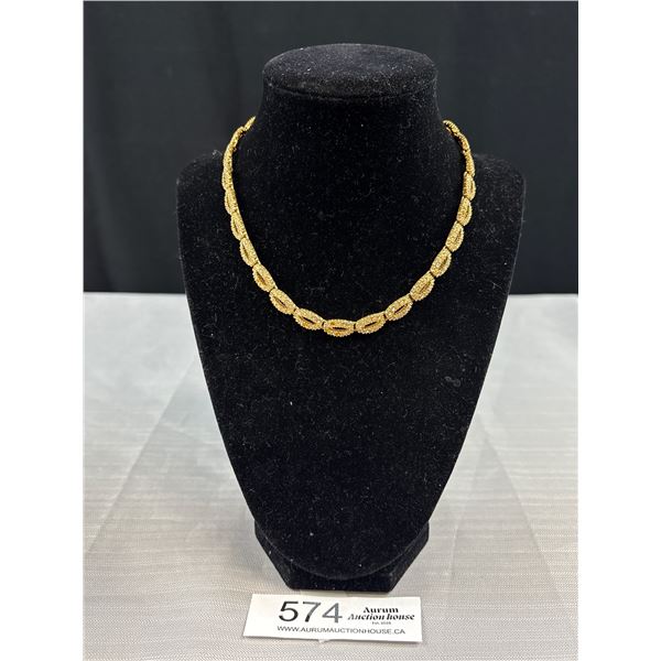 Gold Plated w/ Rhinestones Necklace Marked Orlan