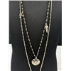 Image 3 : Vintage Silver Plated Chain w/ Black Beads + Pendants Necklace Marked Guess