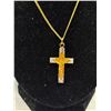 Image 2 : High Carat Gold Plated Chain w/ Cruzifix Cross Pendant, Marked 18k G.P
