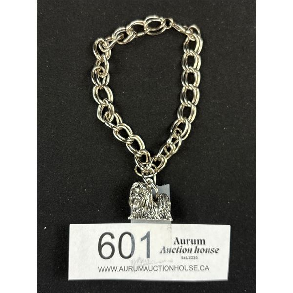 Vintage Solid Heavy Silver Royal Selagor Bag Charm + Bracelet C.1970