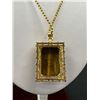 Image 3 : Massive Vintage Genuine Tigers Eye Necklace Marked 750 (18k) Plated Quality!