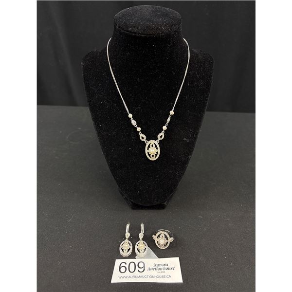 Exquisite! Genuine Pearl Parure Stunning Set! Makers Mark SAQ