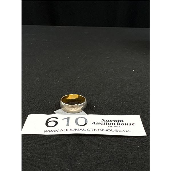 Wide Solid Vintage Sterling Gold Ring 2 Toned