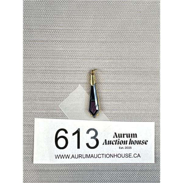 C.1950s Signed K+L Germany Black Alaska Diamond Gold Pendant Nice!