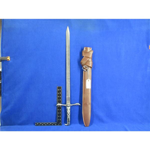 Sword with Leather Sheath - 440 Stainless - 22" Blade, 31" Total Length