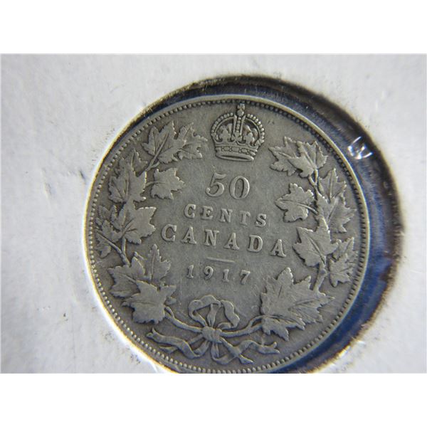 1917 Canadian 50 Cent Coin - .925 Silver