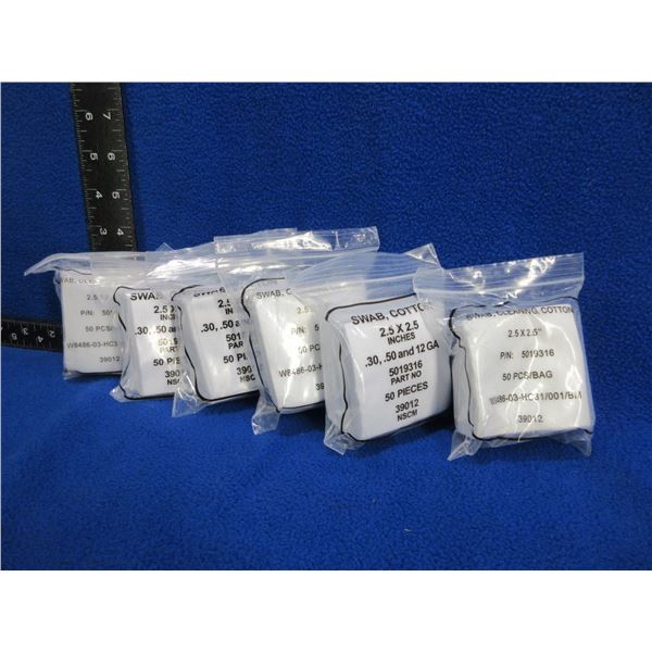 NEW - Cotton Swabs - 2.5" x 2.5" - 6 Packs of 50
