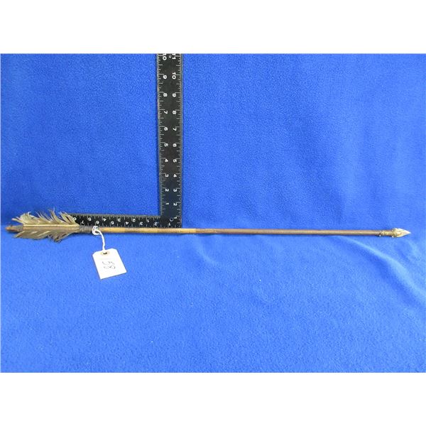 Vintage Native American Wood Arrow with Stone Arrowhead - 27 1/4"