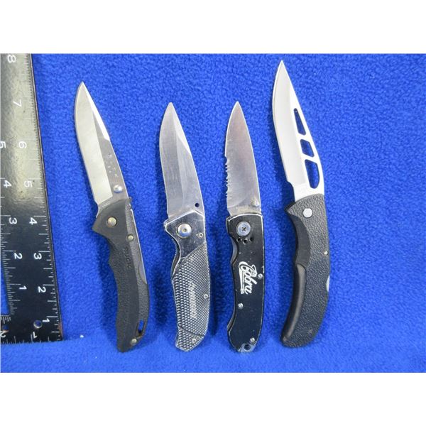 4 Folding Lock Blade Pocket Knives - Buck, Gerber, China & Unknown