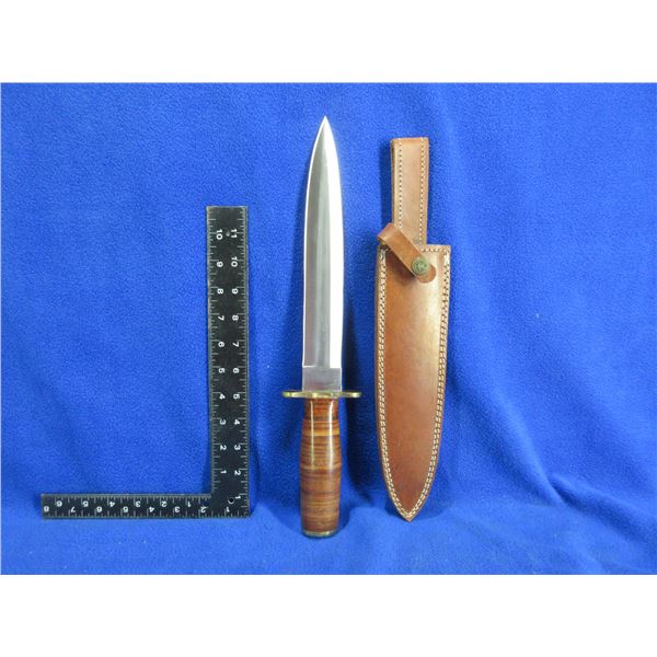 Ash 440C Steel Fixed Blade Knife with Leather Sheath