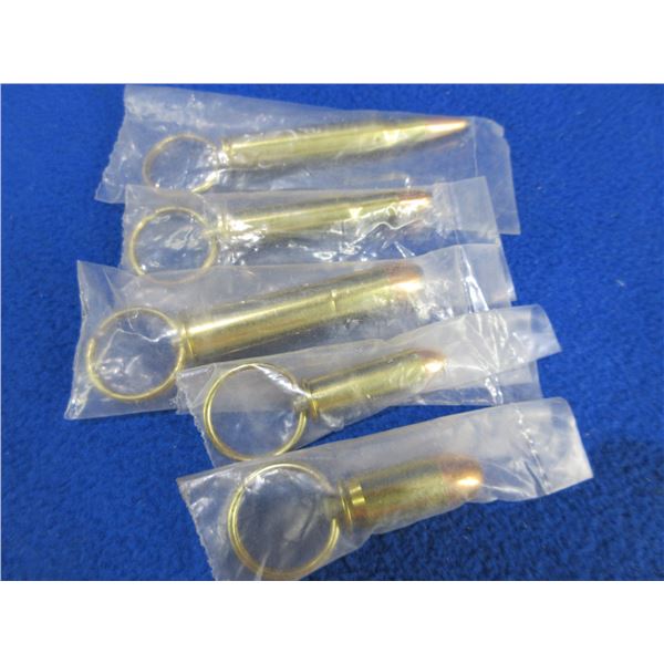 5 Cartridge Key Chains - 30-06, 30-30, 45-70 Gov't, 45 ACP, 38 Spl