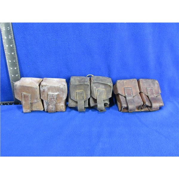 3 - Yugoslavian 2 Pocket Leather Ammo Pouches for Mauser