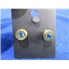 Image 1 : Pair of Earrings with Imitation Birthstone - Appears to be Blue Topaz
