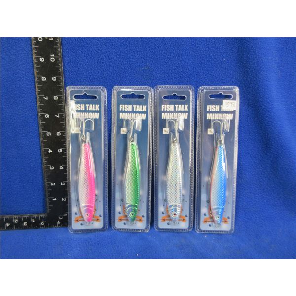 NEW - 4 Fish Talk Minnow Lures - Assorted Colors, 100g & 130g