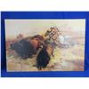 Image 1 : Framed Charles M. Russell Print on Canvas 1897 "Buffalo Hunt" - PICK UP ONLY