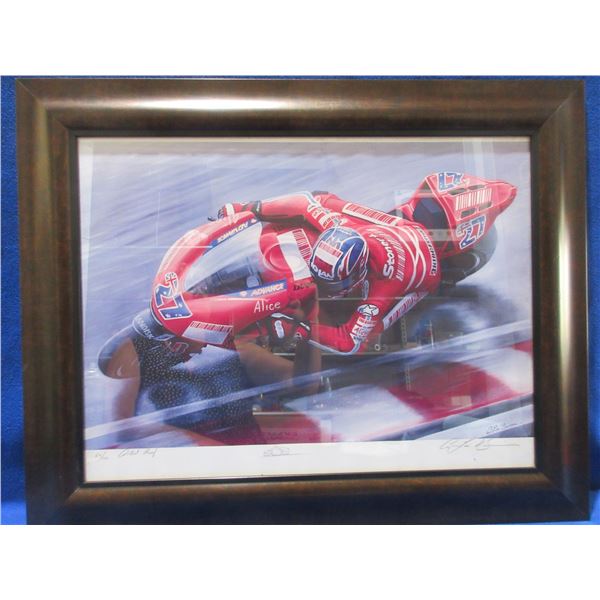 Framed Artist Proof - Motorcycle Racer by A. Lee Bivens, 64/100 - PICK UP ONLY