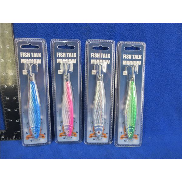 NEW - 4 Fish Talk Minnow Lures - Assorted Colors, 100g & 130g