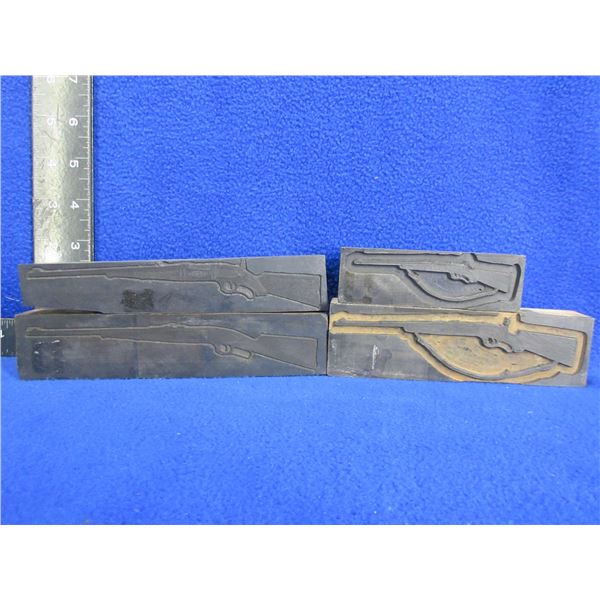Antique Savage Printing Press Blocks - Set of Four