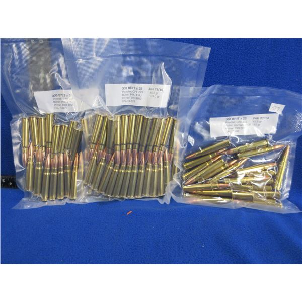 303 British Reloads - 75 Cartridges Total (Pick Up or Ship by UPS Only)