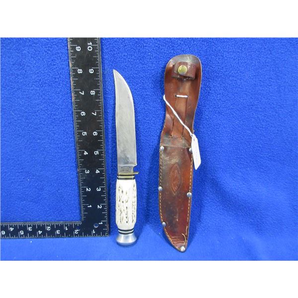 Carl Schlieper Fixed Blade Knife w/ Leather Sheath - 5" Blade, 9" Total Length