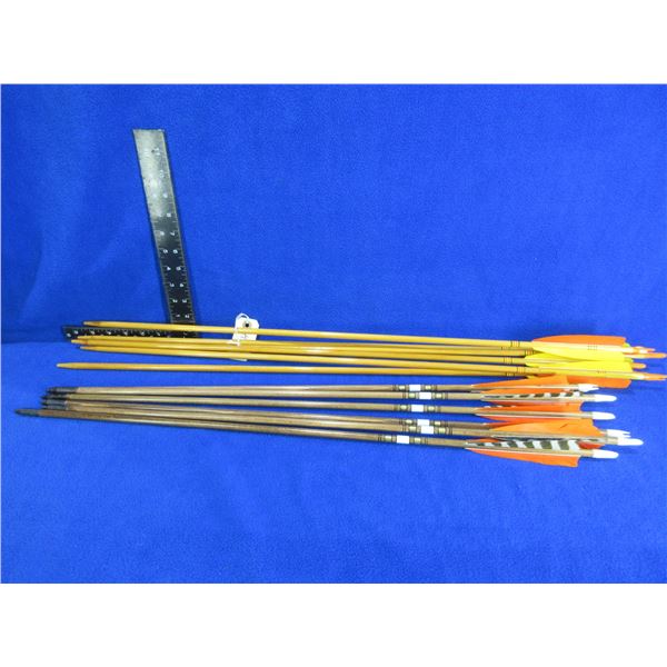 12 Wood Arrows - 6 are 29" w/ Field Points, 6 are 32" No Tips