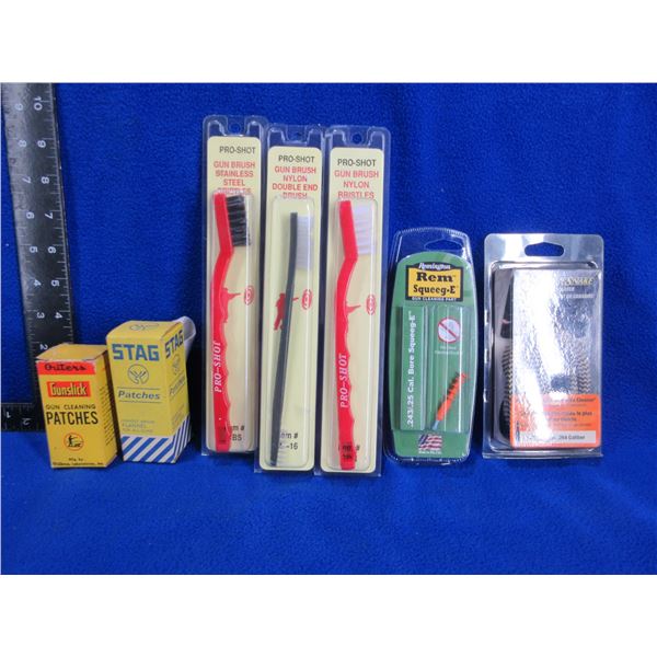 Lot of Misc. - Patches, Boresnake & Squeeg-E, 1 Steel & 2 Nylon Brushes
