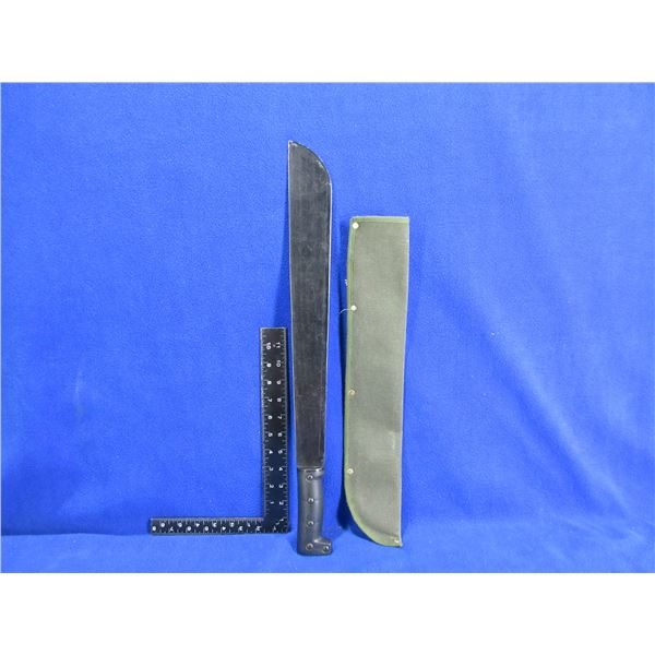 Unknown Machete with Sheath - 17 3/4" Blade, 22 1/2" Total Length