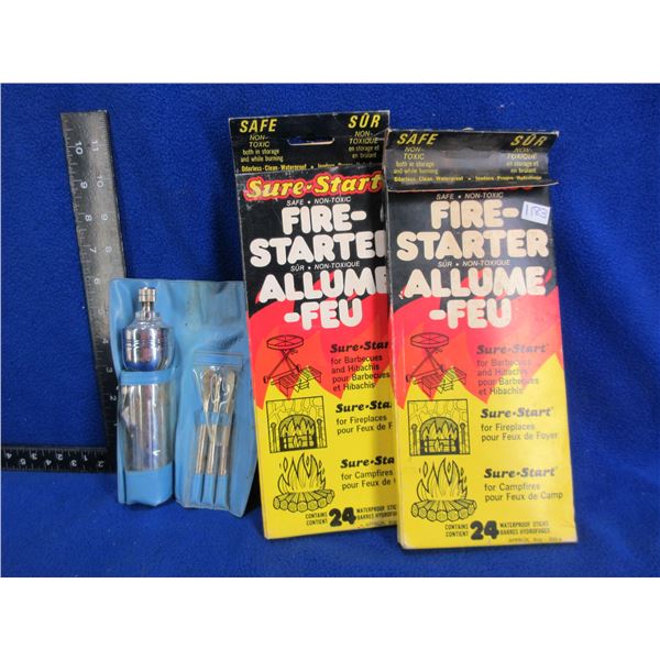 Vintage Flashlight Screwdriver w/ 3 Bits & 2 Sure Start Fire-Starters