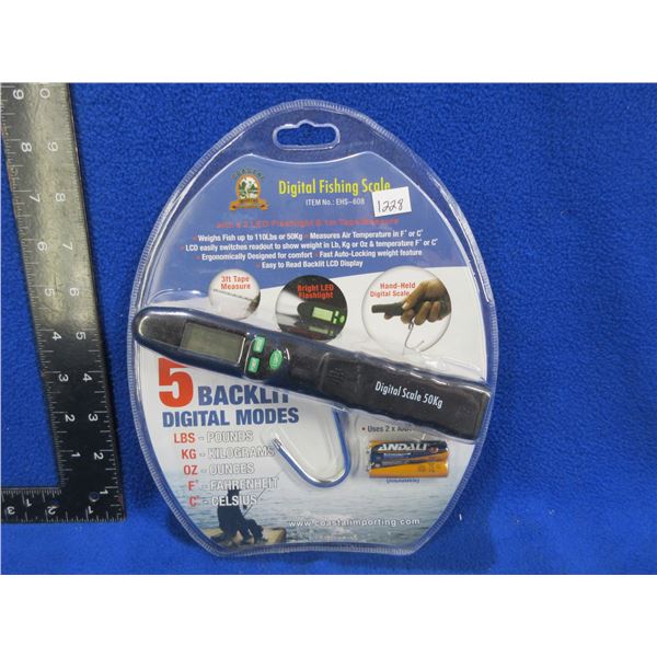 NEW - Coastal Importing Digital Fishing Scale w/ Flashlight & Tape Measure