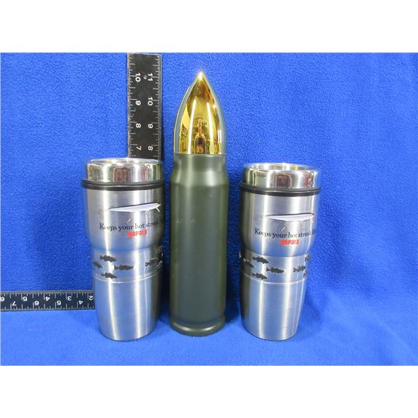 NEW - Bullet Thermos and 2 Thermal Rapala Travel Mugs