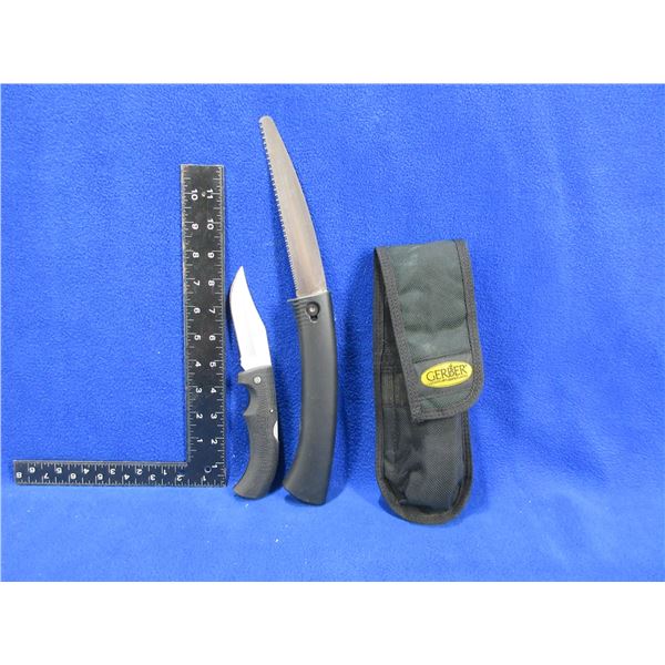 Gerber Hunting Set - Gator 4" Folding Knife, 6 1/2" Sliding Saw, Nylon Sheath