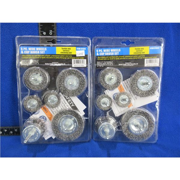 2 Sets - 6 Piece Wire Wheels & Cup Brush Set