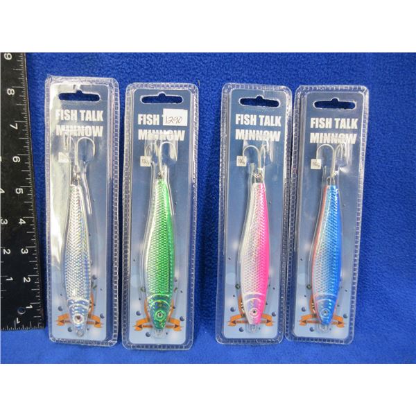 NEW - 4 Fish Talk Minnow Lures - Assorted Colors, 100g & 130g