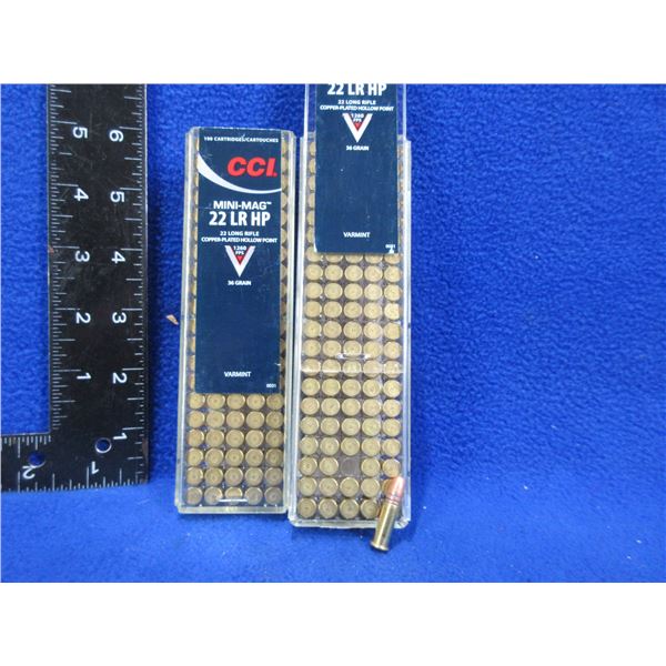 22 LR 36gr Copper Plated HP (Pick Up or Ship by UPS Only) Cartridges - 2 Boxes of 100