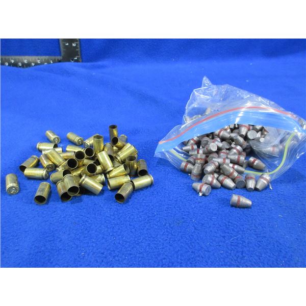 9MM .355" 121gr Swaged Lead SWC Bullets & 9MM Brass