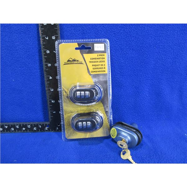 3 Trigger Locks - 2 NEW (Ridgeline Combination) and 1 with 2 Keys