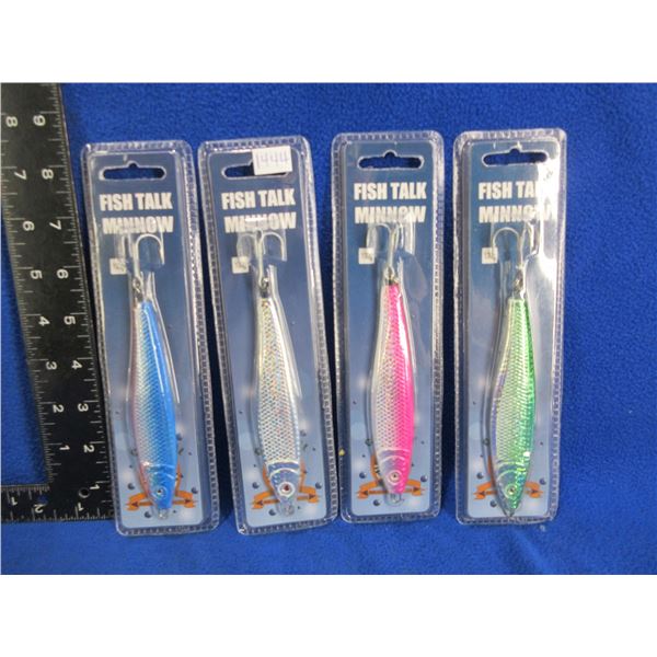 NEW - 4 Fish Talk Minnow Lures - Assorted Colors, 100g & 130g