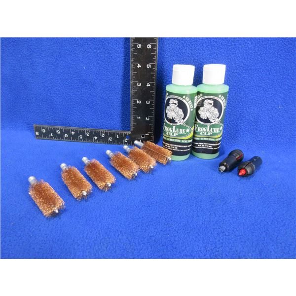 NEW - 10 Gauge - 6 Shotgun Cleaning Brushes, 2 Shotgun Jags & 2 Sealed Frog Lube