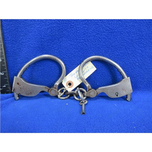 Vintage Tower Double Lock Handcuffs with 1 key - Working