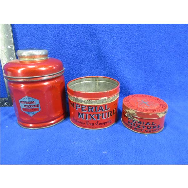 3 Vintage Hudson's Bay Tobacco Tins - 1 is missing the lid