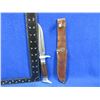 Image 1 : Fixed Blade Knife with Leather Sheath - 5" Blade, 9 1/4" Total Length