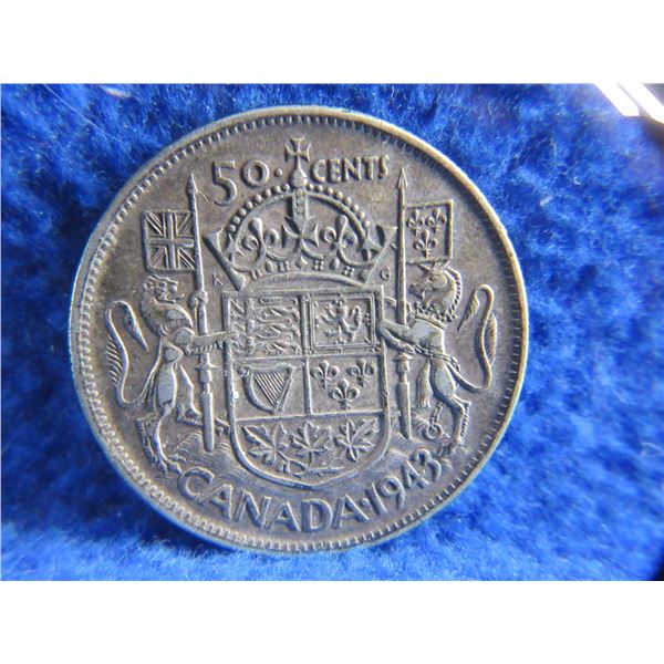 1943 Canadian 50 Cent Coin - .800 Silver
